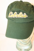 Cabela&#39;s Dark Green Yellow Embroidered Strapback Hunter Trucker Dad Cap Hat - £15.80 GBP