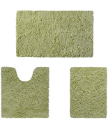 3 Pieces Bathroom Rugs Set Ultra Soft Non Slip And Absorbent Chenille Gr... - £40.05 GBP