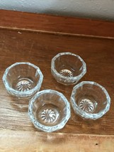 Lot of 4 Small Clear Thick Glass Salt Cellars or Other Use – 7/8th’s inches high - $11.29