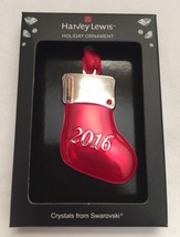 Harvey Lewis Red Mini Christmas Holiday Ornament Stocking 2016 Swarovski Crystal - £9.70 GBP