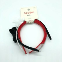 Cat &amp; Jack Girls Headbands 3 Pack Bows Ruffle Dressy Red White Black 3+ - $4.99