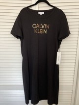 Calvin Klein T-shirt Dress Black LOGO in crystals Size is Large NWT - £30.24 GBP