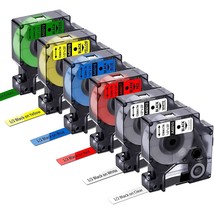 6-Pack Compatible Dymo D1 Label Tape Replacement For Dymo Label Maker Refills D1 - £24.38 GBP