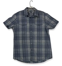 Apt 9, Men&#39;s Slim Blue Grey Plaid Short Sleeve Button-Down Shirt. Size Medium - £11.53 GBP