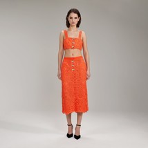 NWT Self-Portrait Orange Floral Guipure Crop Top Size UK 6 US 2 - £90.08 GBP