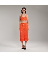 NWT Self-Portrait Orange Floral Guipure Crop Top Size UK 6 US 2 - $112.70