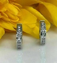 925 Sterling Silver 0.50Ct Round Cut Simulated Diamond Hoop/Huggie Gift Earrings - £45.94 GBP