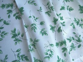 22″ X 52″ Off Wht Cotton Pique W/ Green Leaves Fabric - £9.59 GBP