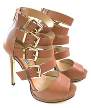 Womens CHINESE LAUNDRY KRISTIN CAVALLARI Brown Leather Zip Sandal Heels ... - £27.69 GBP
