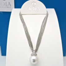 Authentic JOIA De Majorca White Pearl Pendant With CZ Pave on 10-Row Chain - £232.57 GBP