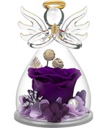 Preserved Flower Rose Gifts in Glass Angel Figurines Birthday Gifts for ... - $37.74