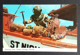 Greetings from Tarpon Springs Sponge Diver Florida FL Curt Teich Postcard 1955 - £3.93 GBP