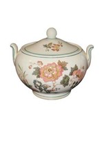 Vintage Wedgwood Eastern Flowers Sugar Bowl &amp; Lid Asian Design Floral - $24.72