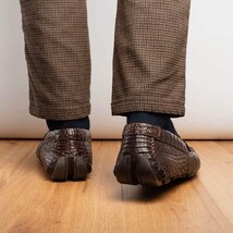 Parma Genuine Caiman Belly Slip On Bit Driving Loafers Brown image 12