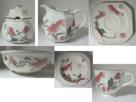 Mikasa Silk Flowers CONTINENTAL Pink Flowers Teal Dishes you pick what you need - £12.90 GBP+