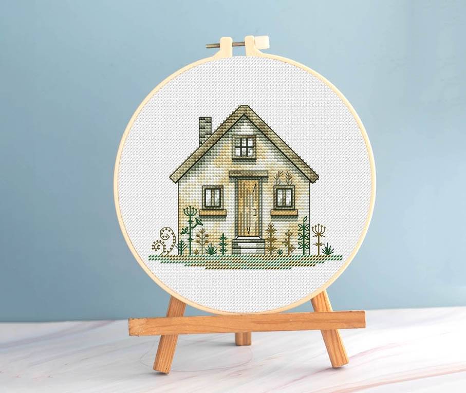 Cottage cross stitch pattern pdf - grandmas home embroidery chart - $5.79