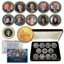 Living Presidents And First Ladies D.C. Quarters 24K Gold Plated 11-Coin Set Box - £29.93 GBP