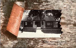 Bridge Memorial Library Walpole New Hampshire NH Postcard Faux Birch Bar... - $10.84