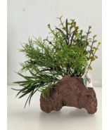 6 in. Rock Garden Natural Artificial Green Plastic Plant with Red Lava R... - $14.31