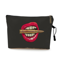 Sexy Red Lips Print Cosmetic Bags Case Women Lady Makeup Bag Large Capacity Mult - £11.93 GBP