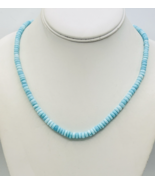 HSN Signed RB 925 Sterling Silver Larimar Rondelle Bead Necklace Made In... - $61.38