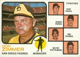 1973 Topps Padres Field Leaders 12A Don Zimmer no right ear Podres VG - £0.79 GBP