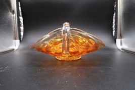 Vtg Art Glass Orange Marigold Opalescent Carnival Candy Dish Handled Ped... - $29.99
