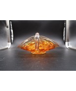 Vtg Art Glass Orange Marigold Opalescent Carnival Candy Dish Handled Ped... - $41.01 CAD