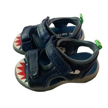 Carters Boys Toddler Size 5 Shark Sandals Hook &amp; Loop Blue Shoes - $11.87