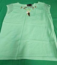 Ruby Cho Soft Green Beaded Sleeveless Shirt Rayon Spandex Womens Size Small - £14.19 GBP