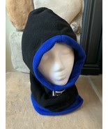 Small Fleece Hood Balaclava Black with Blue Trim 19” Long Neck Excellent - €14,57 EUR