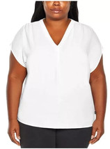 Banana Republic Women&#39;s Plus Size 3X White V Neck Short Sleeve Blouse To... - $11.69