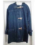 ANN TAYLOR Denim Stadium Jacket Coat Toggles Wool Blend Lined Hooded S(O... - £47.22 GBP