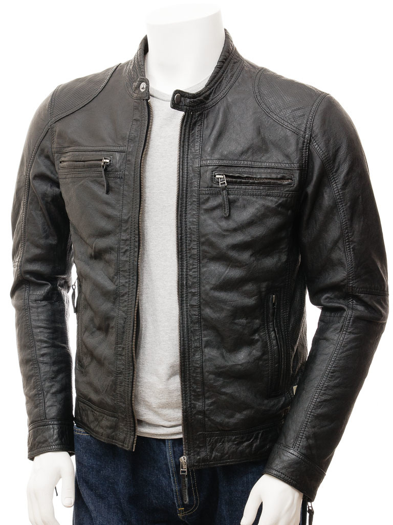 Stunning Black Leather Biker Jacket