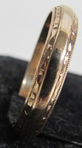 Vintage 14K Yellow Gold 4mm Milgrain + Design Ring Sz 8.75 Wedding Band 3.6g - $296.99