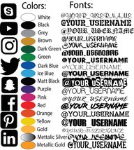 Customized Social Media Decal - Personalized Custom Stickers Name Username Logo  - £77.90 GBP