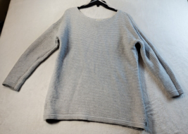 Calvin Klein Sweater Womens Large Gray Knit 100% Cotton Long Sleeve Round Neck - £12.98 GBP