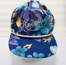 Vintage 80&#39;s Hawaii San Sun Floral Flowers Tropical Rope Hat Vibrant Multicolor - £30.58 GBP