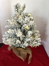 Tabletop White Flocked Artificial Christmas Tree w Mini Lights (Battery)... - $457.39 MXN