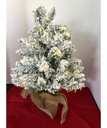Tabletop White Flocked Artificial Christmas Tree w Mini Lights (Battery)... - $457.39 MXN