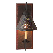 Wall Sconce Wood Wrought Iron &amp; Punched Tin &quot;Crestwood&quot; Light Espresso Finish - £144.29 GBP