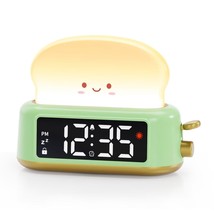 Kids Alarm Clock, Digital Alarm Clock For Bedrooms, Cute Toast Night Lig... - £38.31 GBP