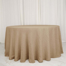 Natural 108&quot;&quot; Round Faux Burlap Tablecloth Wedding Party Linens Gift - £39.27 GBP