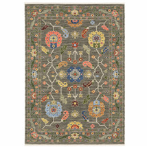 5 X 8 Blue and Gray Oriental Power Loom Area Rug With Fringe - €387,36 EUR