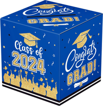 Graduation Card Box 2024 - Congrats Grad Card Boxes Holder, Blue and Gold Class - £13.46 GBP