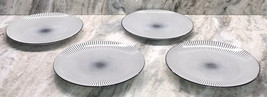 SHIPN24HRS-4 New Royal Norfolk Black White Dashed Dinner Plates 10.5&quot; Stoneware - £47.78 GBP