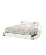 King size Modern Platform Bed with Storage Drawers in White Finish - $914.99 CAD