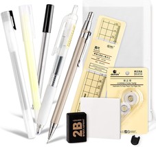 Whaline 10Pc Japanese Style Pen Set Gel Ballpoint Pen Bag Mechanical Pencil Lead - £28.72 GBP