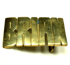 Vintage Belt Buckle BRIAN Mans Name Cut Spelled Out 3.3&quot; X 1.7&quot; Brass - £20.45 GBP