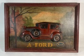 Vintage MCM Ford A - Ford 3 D Wooden Wall Art 22” X 15” Man Cave Christmas Gift - £59.36 GBP